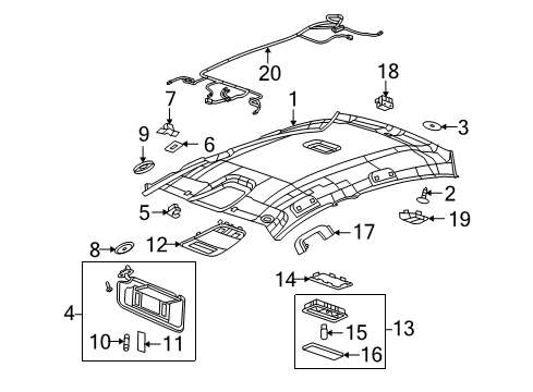 2010 Buick LaCrosse Sunshade Assembly, . *Light Ttnum Diagram for 22788455