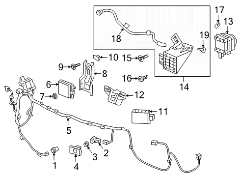 2023 Cadillac XT6 Electrical Components - Front Bumper Diagram