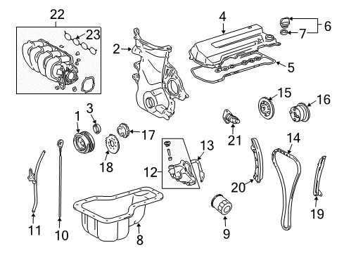 2003 Pontiac Vibe Engine Parts & Mounts, Timing, Lubrication System Diagram 2 - Thumbnail