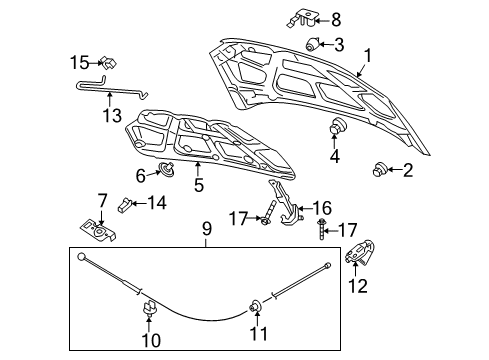 2011 Chevy Aveo5 Hood & Components, Body Diagram