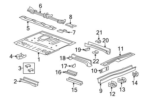 2008 Buick Enclave Extension,Floor Panel #2 Cross Bar Diagram for 15118978