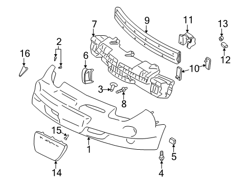 2000 Pontiac Sunfire Front Bumper, Cover *Paint To Mat (Prime) *Paint To Mat Diagram for 12335340