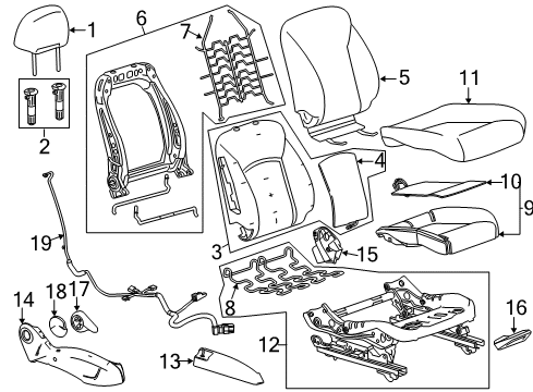 2018 Chevy Sonic Passenger Seat Components Diagram