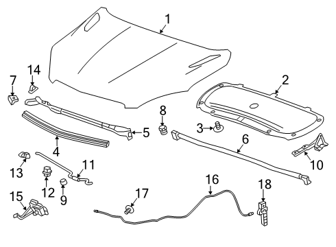 2019 Chevy Trax Latch Assembly, Hood Prim & Secd Diagram for 42595593