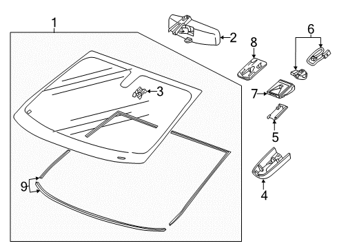 2018 Buick Regal TourX Windshield Glass, Reveal Moldings Diagram