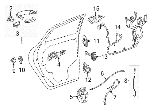 2017 Buick Envision Cable Assembly, Rear Side Door Inside Handle Diagram for 22863606