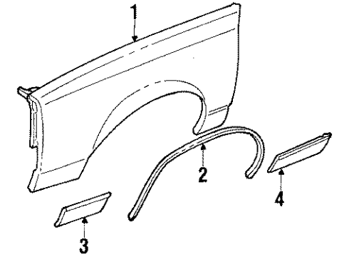 1984 Oldsmobile Cutlass Supreme Moulding, Front Fender Lower Rear Diagram for 22507464