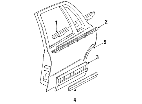 1991 Buick Park Avenue Molding Kit,Rear Side Door Lower Diagram for 88891485