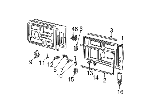 2001 GMC Safari Back Door & Related Parts, Trim Diagram 2 - Thumbnail