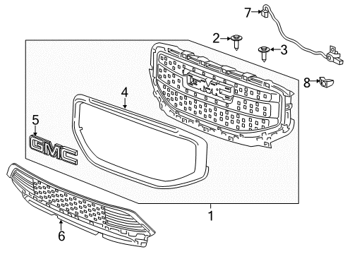 2018 GMC Acadia Grille & Components Diagram