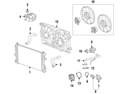 2015 Buick Regal Shroud, Engine Coolant Fan Diagram for 23104893