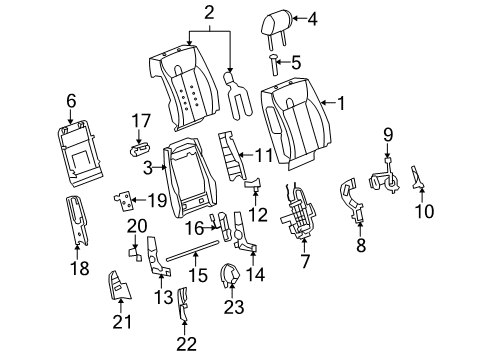 2008 Cadillac DTS Recliner Assembly, Passenger Seat Inner Diagram for 25943698