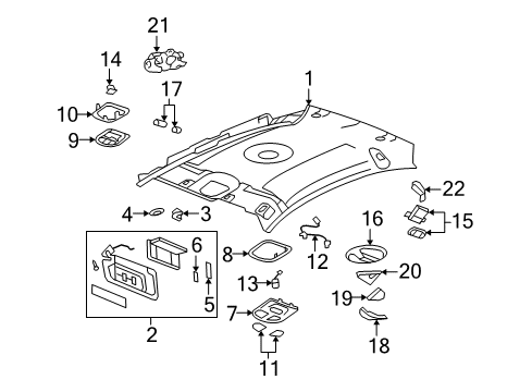 2009 Saturn Aura Panel Assembly, Headlining Trim *Light Ttnum Diagram for 25813919