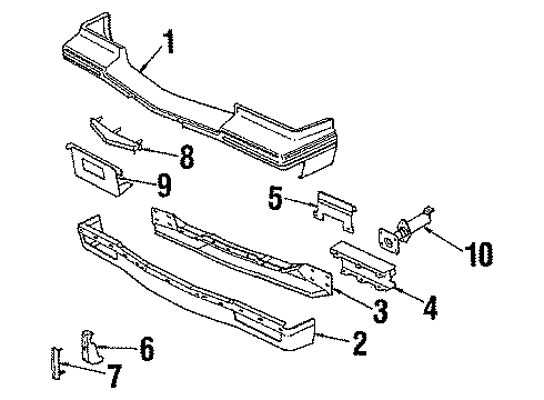 1988 Cadillac DeVille Front Bumper, Cover Diagram for 16514005