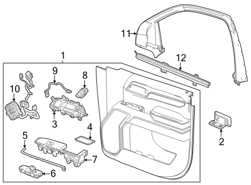 2024 Chevy Silverado 2500 HD Interior Trim - Front Door Diagram