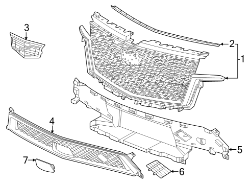 2023 Cadillac Escalade ESV Grille & Components Diagram