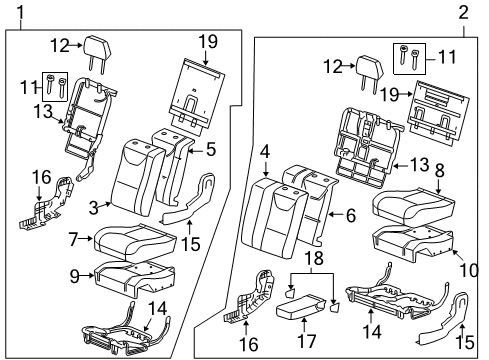 2009 Saturn Vue Pad,Rear Seat Back Diagram for 96839530