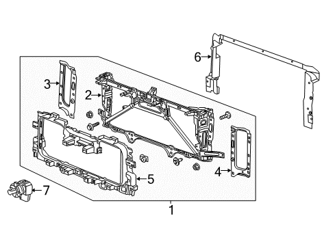 2019 Chevy Silverado 3500 HD Panel Assembly, Headlamp & Front Grille Mount Diagram for 84265520