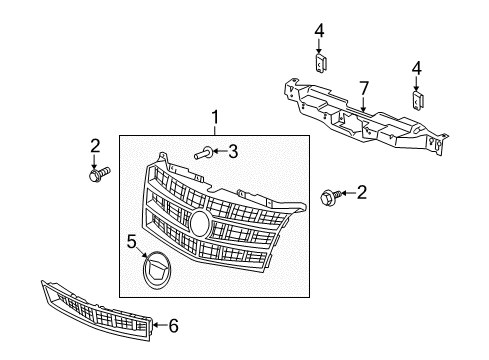 2011 Cadillac Escalade Grille & Components Diagram 3 - Thumbnail