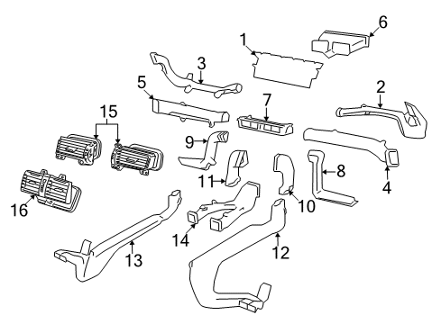 2012 Chevy Caprice Duct Asm,Instrument Panel Center Air Outlet Diagram for 92217156