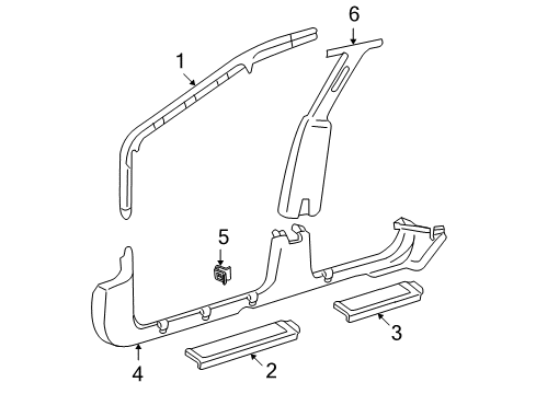 1998 Chevy Cavalier Interior Trim - Pillars, Rocker & Floor Diagram 3 - Thumbnail