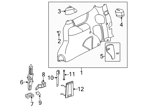 2006 Chevy Uplander Panel Assembly, Body Side Trim *Gray M Diagram for 15841672