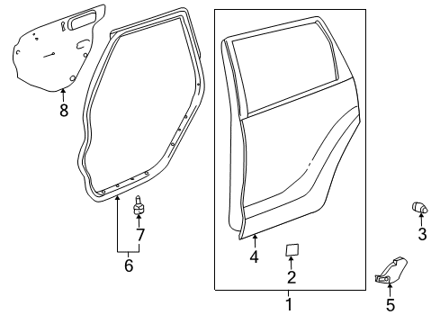 2009 Pontiac Vibe Rear Door, Body Diagram