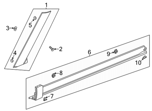 2021 Chevy Trailblazer Exterior Trim - Pillars Diagram