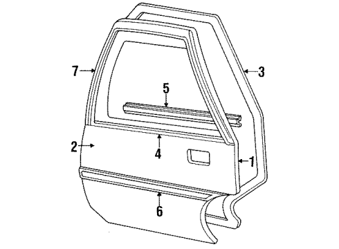 1993 Chevy Corsica Sealing Strip Assembly, Rear Side Door Window Outer Diagram for 22586226