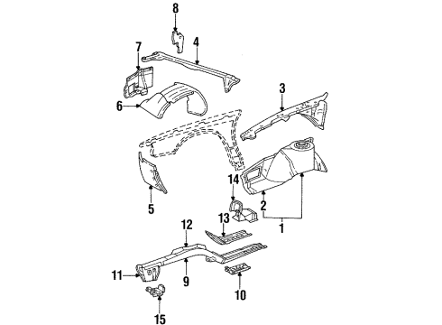 1992 Cadillac Seville Extension, Front Wheelhouse Panel Diagram for 25638291