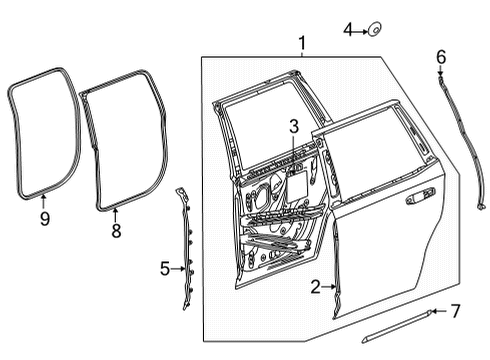 2021 GMC Yukon Weatherstrip Assembly, Rear S/D Lwr Aux Diagram for 84862521