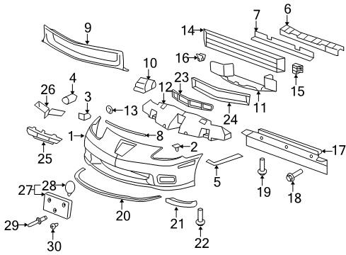 2007 Chevy Corvette Front Bumper Fascia Emblem Assembly Diagram for 10370895