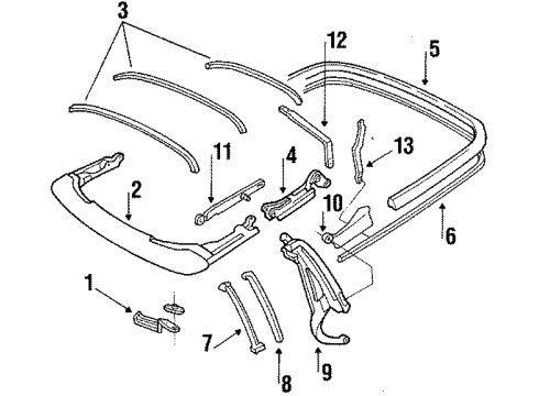 1986 Chevy Corvette Bow Assembly, Folding Top #1 Diagram for 10048807