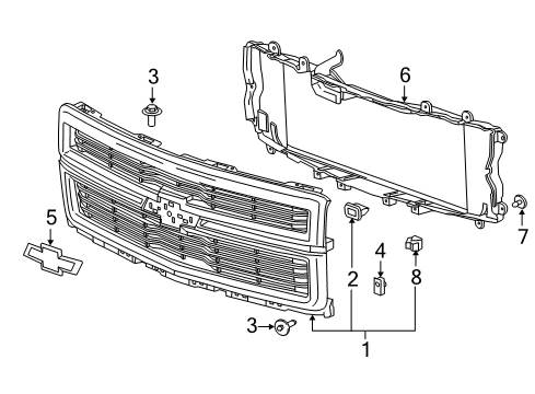 2014 Chevy Silverado 1500 Grille & Components Diagram