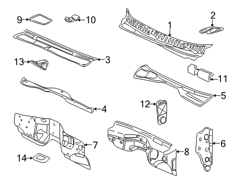 2005 GMC Yukon XL 2500 Cowl Diagram