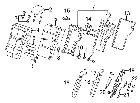 2018 Cadillac CTS Bolster Assembly, Rear Seat Back *Black Diagram for 84128602