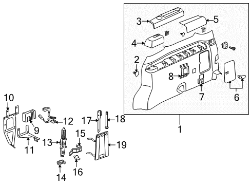 2005 Buick Terraza Interior Trim - Side Panel Diagram