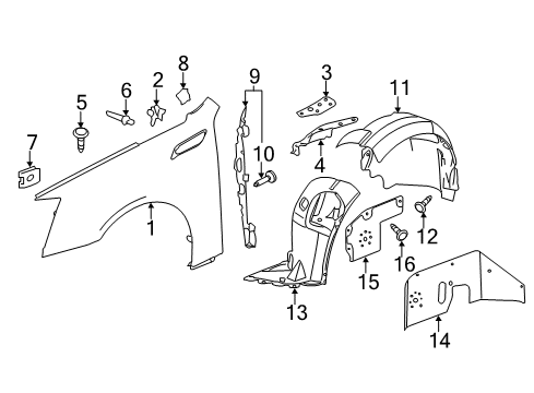 2012 Cadillac CTS Fender & Components Diagram