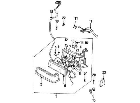 1989 Buick Electra Retainer ,Headlamp Diagram for 16504040