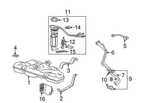 1997 Chevy Malibu Fuel Tank Fuel Pump Module Kit Diagram for 19179624