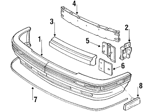 1992 Pontiac LeMans Reflector Assembly, Front Side Marker Diagram for 5974639