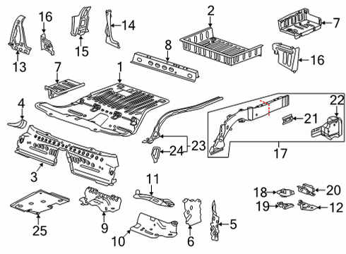 2021 Cadillac CT5 Rear Floor & Rails Diagram