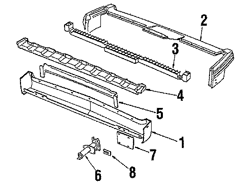 1986 Cadillac Fleetwood Rear Bumper Cover Diagram for 25527374