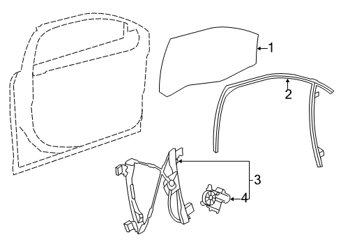 2015 Buick Verano Front Passenger Side Power Window Regulator And Motor Assembly (Rh) Diagram for 23119911