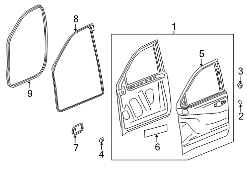 2020 GMC Sierra 1500 Weatherstrip Assembly, Front S/D (Dr Si) Diagram for 84741687