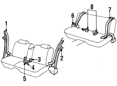 1995 Oldsmobile 98 Front Seat Center Belt Kit(Latch Side) Diagram for 12521532