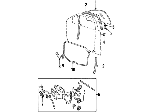 1998 Oldsmobile Cutlass Front Door - Glass & Hardware Diagram