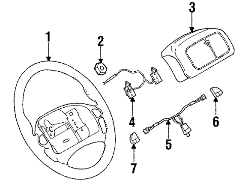 1996 Pontiac Firebird Steering Column, Steering Wheel & Trim Diagram