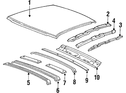 1988 Chevy Corsica Weatherstrip, Roof Side Rail Pinchweld Diagram for 10078336