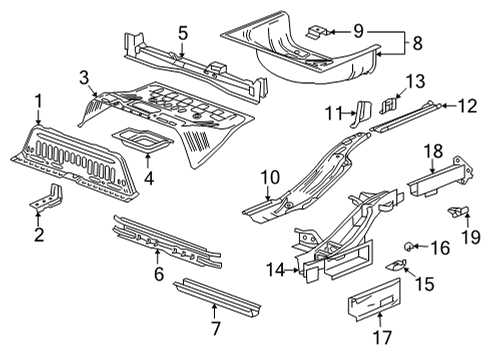 2022 Chevy Bolt EUV Rear Floor & Rails Diagram